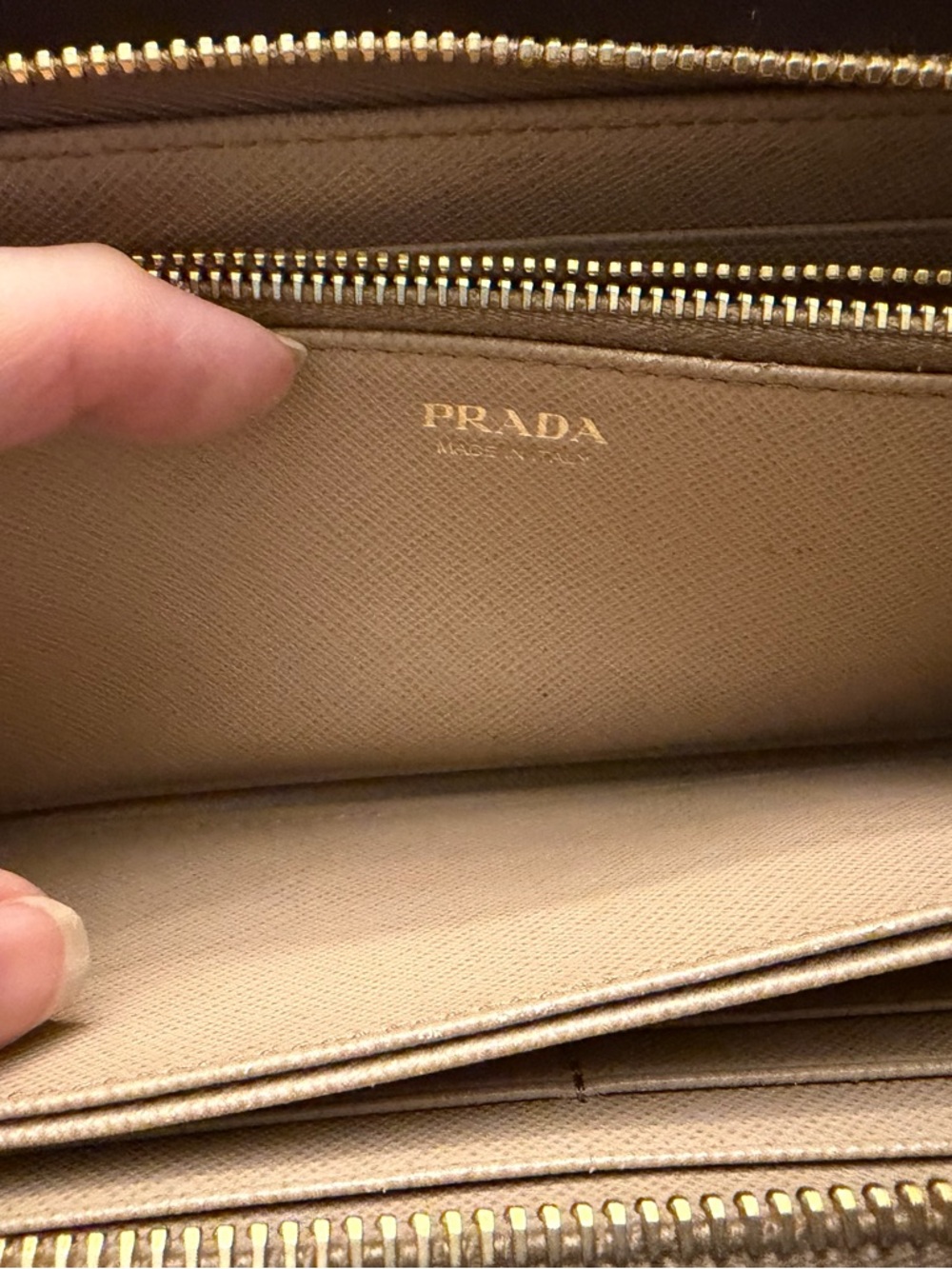 Prada Beige Saffiano Leather Zip-Around Wallet - Picture 9 of 15